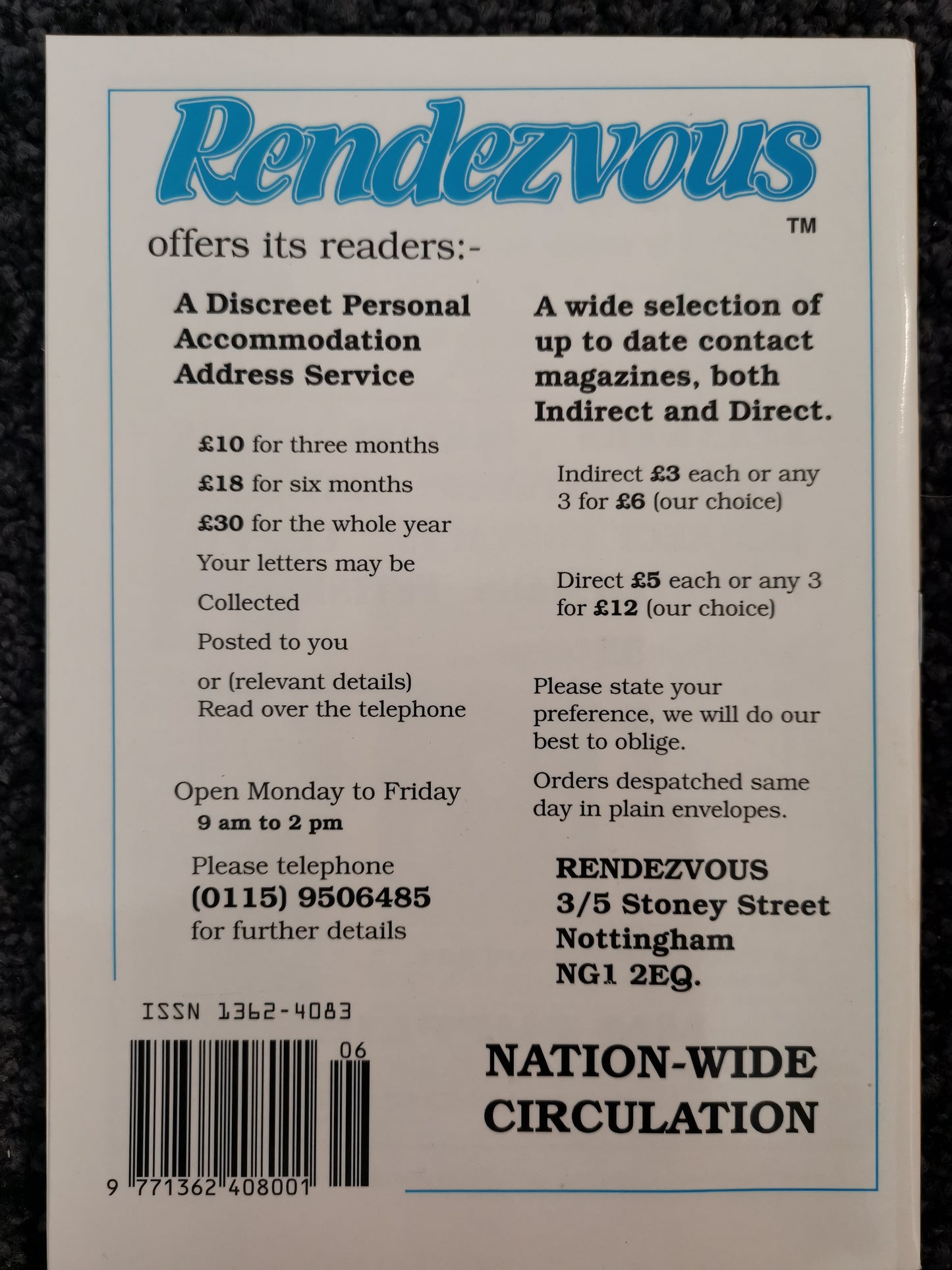 Rendezvous Contact Advertiser Vol.206