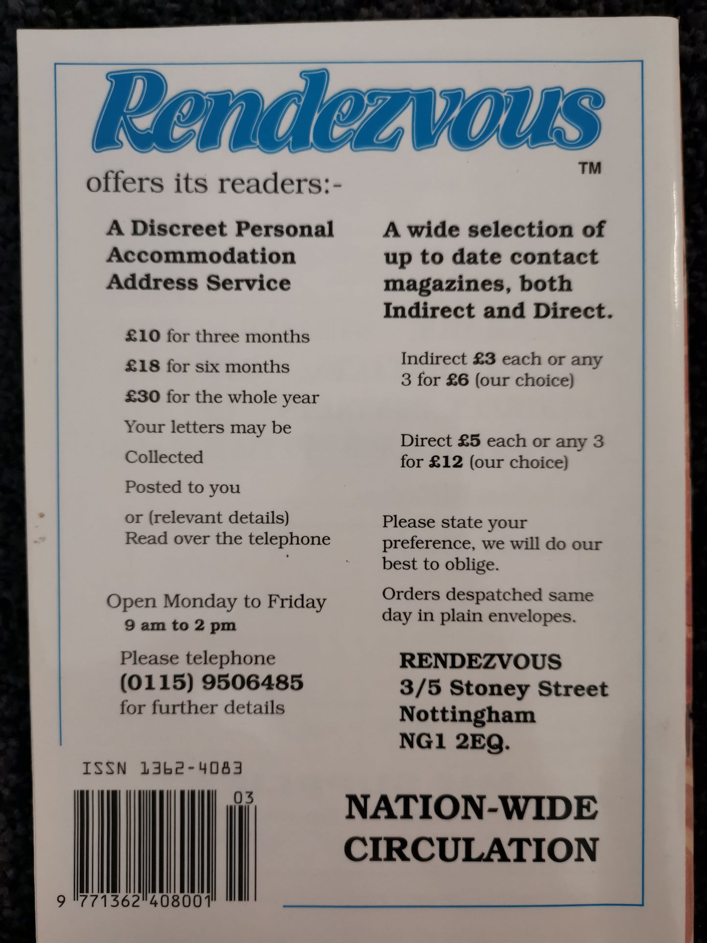 Rendezvous Contact Advertiser Vol.208/2